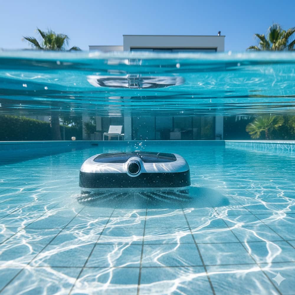 limpiafondos en una piscina